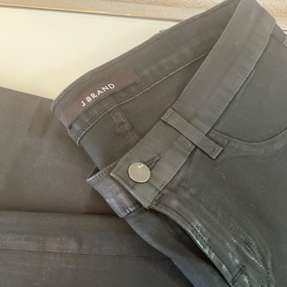 NWOT J BRAND JET BLACK COATED SUPPER SKINNY JEGGINGS JEANS 30 - Picture 4 of 7